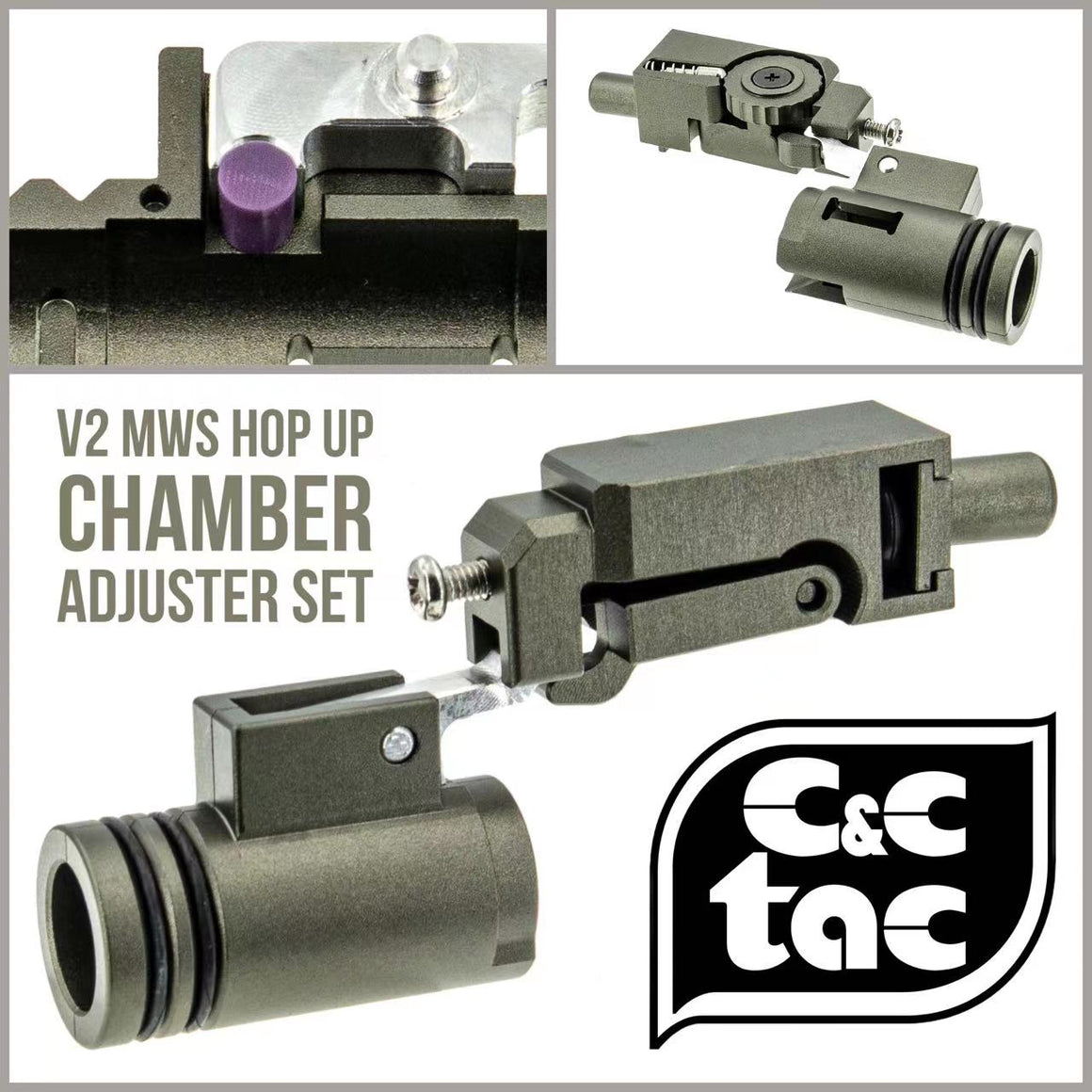 C&C Tac V2 MWS Hop Up System for Marui TM MWS GBB Series ( Chamber Base and Adjuster Set ) ( CNC T651 Aluminum )