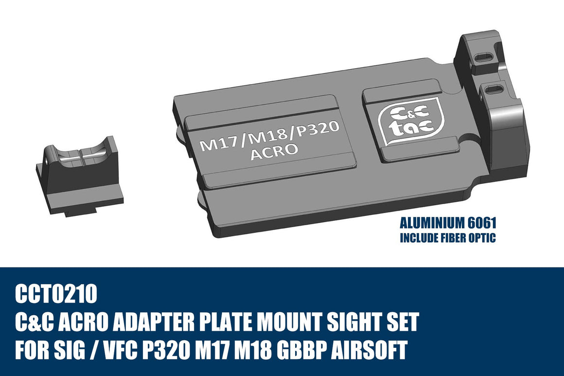 C&C Tac ACRO Adapter Plate Mount Sight Set For SIG / VFC P320 M17 M18 GBBP Series