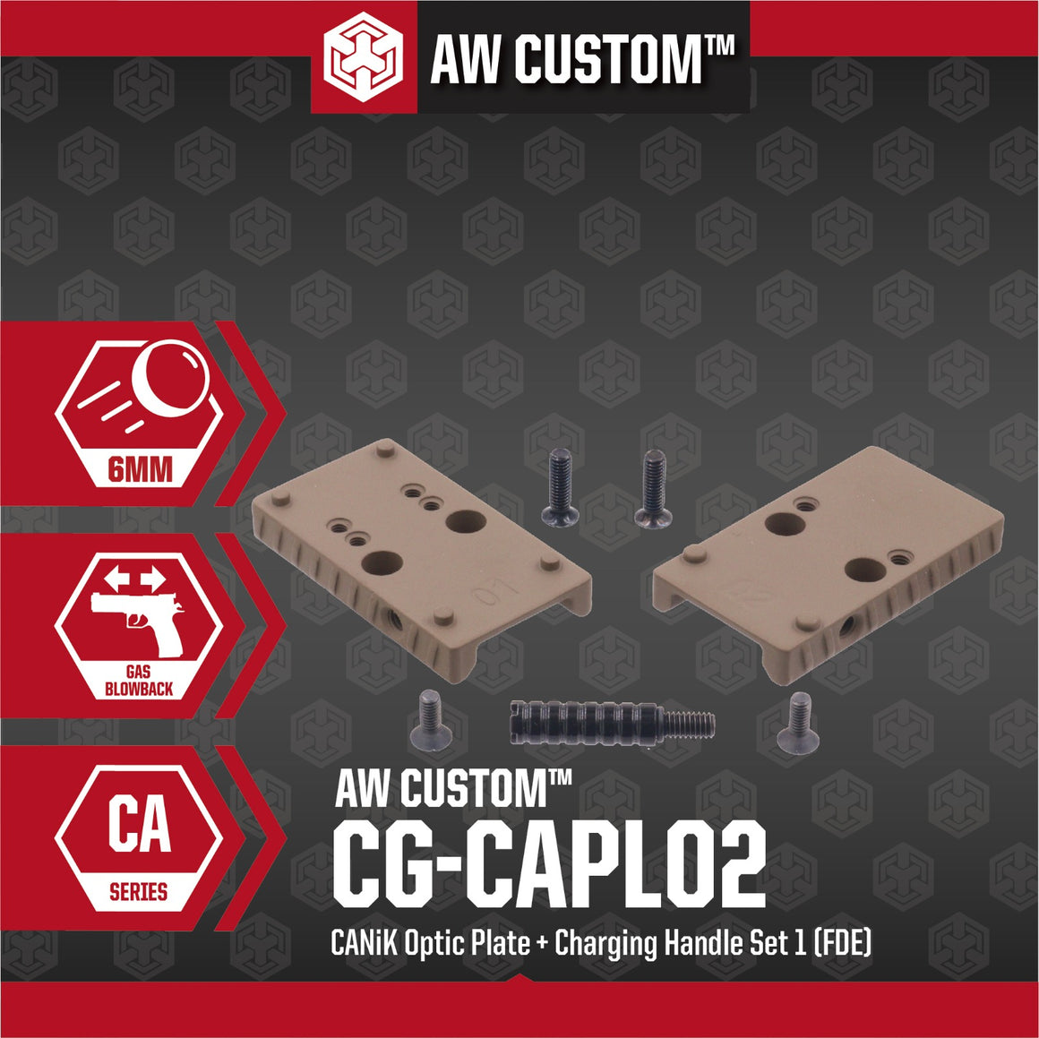 Cybergun CANiK TP9 Optic Plate & Charging Handle Set ( FDE ) ( CG-CAPL02 )