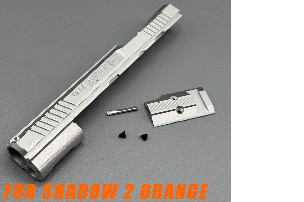 CL Project CNC Aluminum Slide Optic Ready Cut For KJ ASG Licensed CZ Shadow 2 KP-15 GBB Pistol Airsoft ( Orange )-Silver