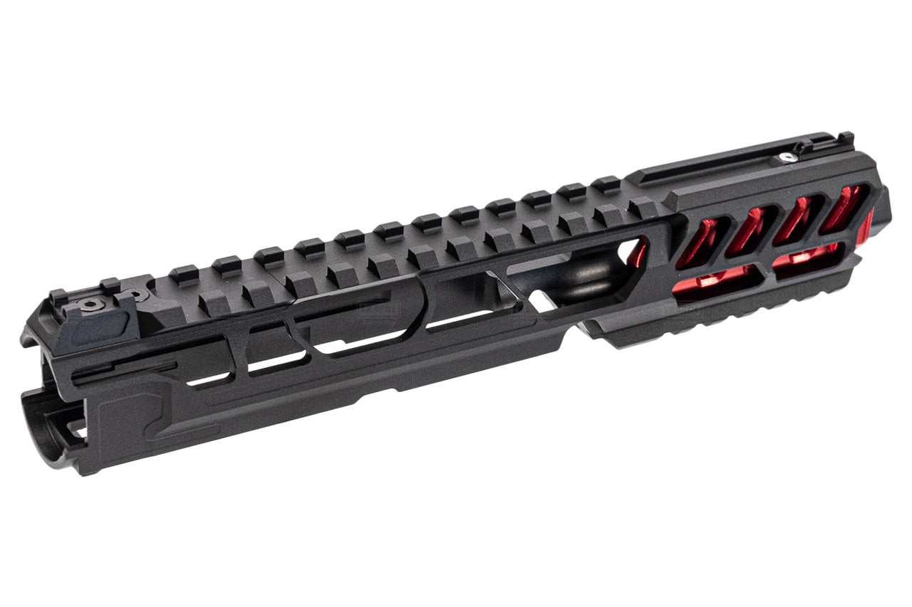 CTM TAC Fuku-2 CNC Aluminum Cut Out Upper Set Long Type for Action Army AAP01 GBB Pistol Series ( AAP-01 ) ( Black & Red )