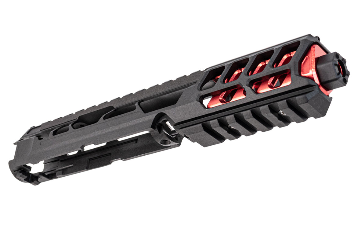 CTM TAC Fuku-2 CNC Aluminum Cut Out Upper Set Long Type for Action Army AAP01 GBB Pistol Series ( AAP-01 ) ( Black & Red )