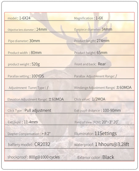 DISCOVERY T-EAGLE Optics ER 1-6X24 IR Rifle Scope ( Black )