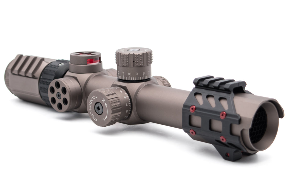 Discovery WG 1.2-6X24 IRAI Tactical Rifle Scope R&G Illuminated Hunting Sights With Bullet Wheel Angle Indicator Bubble Locator ( DE )