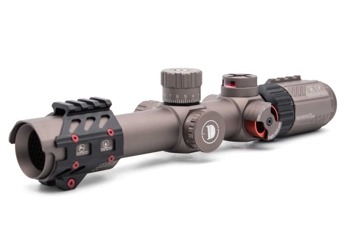 Discovery WG 1.2-6X24 IRAI Tactical Rifle Scope R&G Illuminated Hunting Sights With Bullet Wheel Angle Indicator Bubble Locator ( DE )