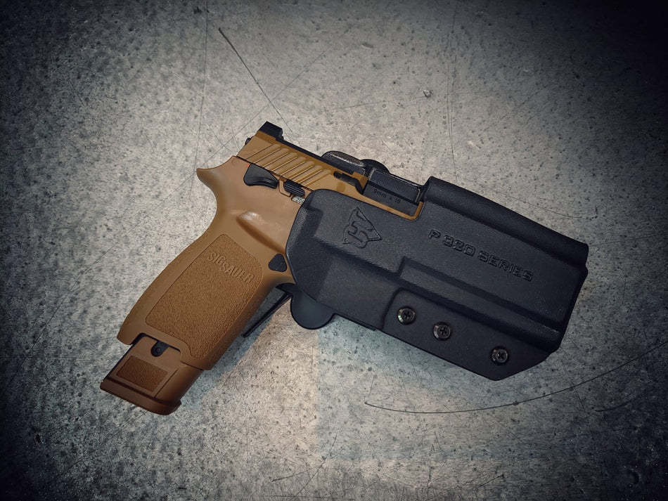 Comp-Tac International Holster Belt, Paddle, Drop Offset Holster for SIG P320-Black-LEFT