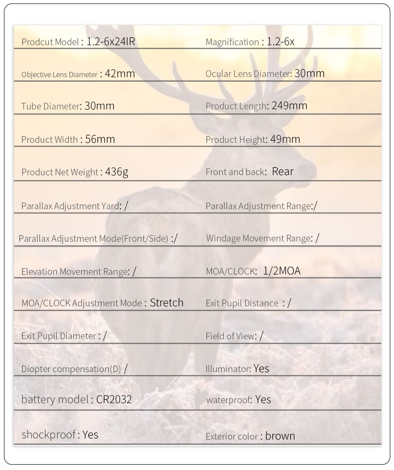 DISCOVERY T-EAGLE Optics ER 1.2-6X24 IR Rifle Scope ( Black )