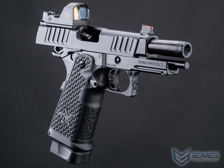 EMG Staccato Licensed C2 Compact 2011 CNC AI Slide Hi-Capa GBBP Gas Blowback Pistol Airsoft ( Model: VIP Grip / CNC / Green Gas )