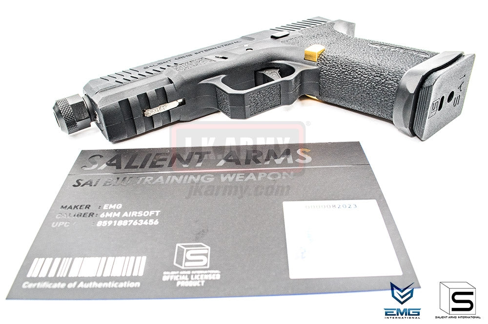 EMG SAI BLU Compact Model 19 GBB Airsoft Training Weapon ( Gas ) ( Black & Gold )