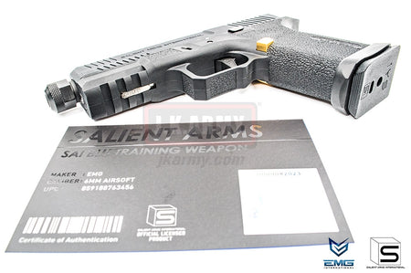 EMG SAI BLU Compact Model 19 GBB Airsoft Training Weapon ( Gas ) ( Black & Gold )