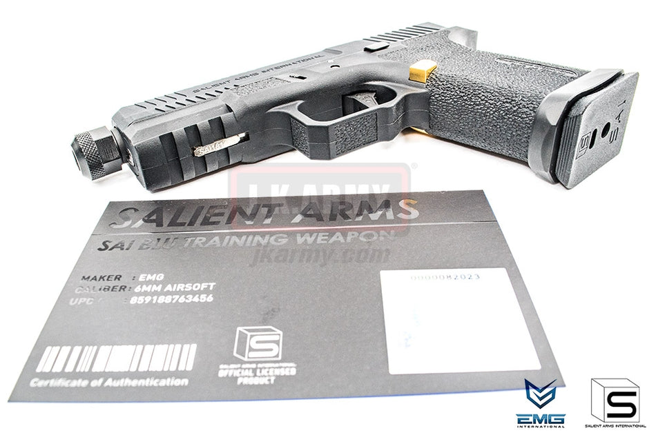 EMG SAI BLU Compact Model 19 GBB Airsoft Training Weapon ( Gas ) ( Black & Gold )