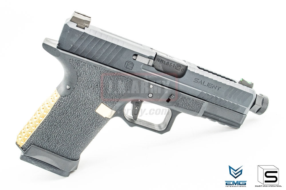 EMG SAI BLU Compact Model 19 GBB Airsoft Training Weapon ( Gas ) ( Black & Gold )