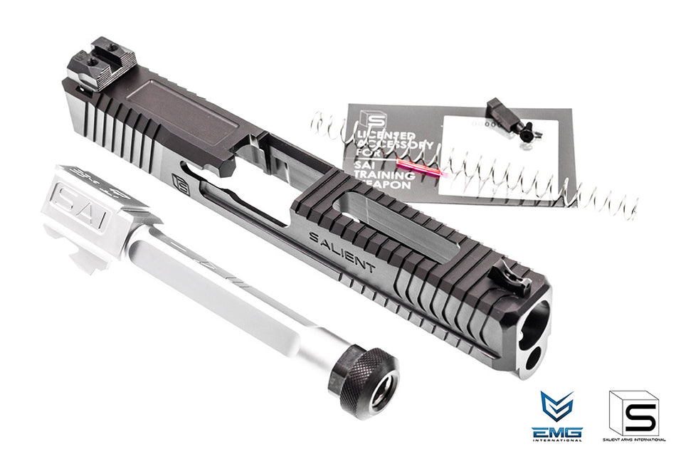 EMG SAI BLU Upgrade Steel Slide w/ Silver Barrel Kit for EMG BLU GBB Pistol ( BK ) ( G&P ) ( Model 17 )