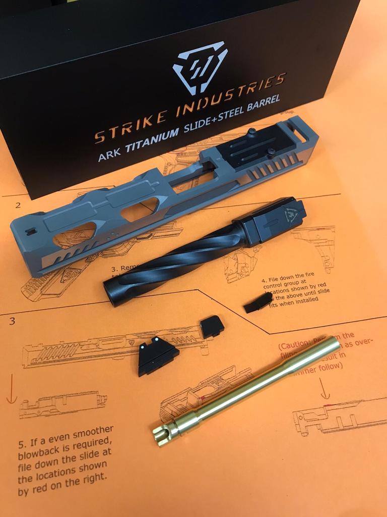 EMG Strike Industries ARK Titanium Slide and Steel Barrel for TM Model 17 GBBP Series ( EMG SI ARK ) ( Marui G17 )