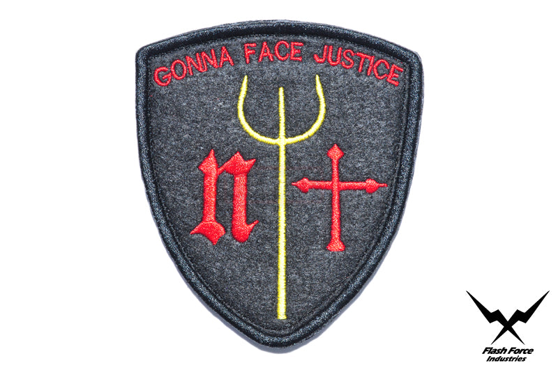 FFI - Navy Seals Trident " GONNA FACE JUSTICE " Patch ( BK ) ( Free Shipping )