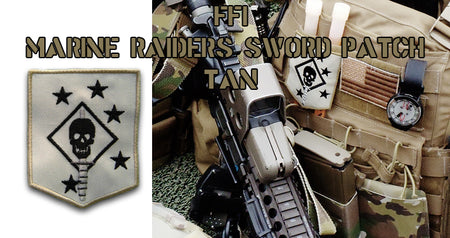 FFI - MARINE RAIDERS Sword Patch ( MRS ) ( MARSOC ) ( TAN ) ( Free Shipping )