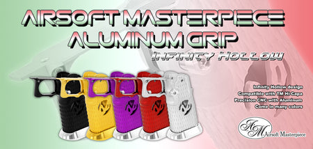 Airsoft Masterpiece AM Aluminum Grip Type 8 ( Infinity Diamond Hollow SV Style ) For Tokyo Marui TM Hi-Capa GBBP-Purple