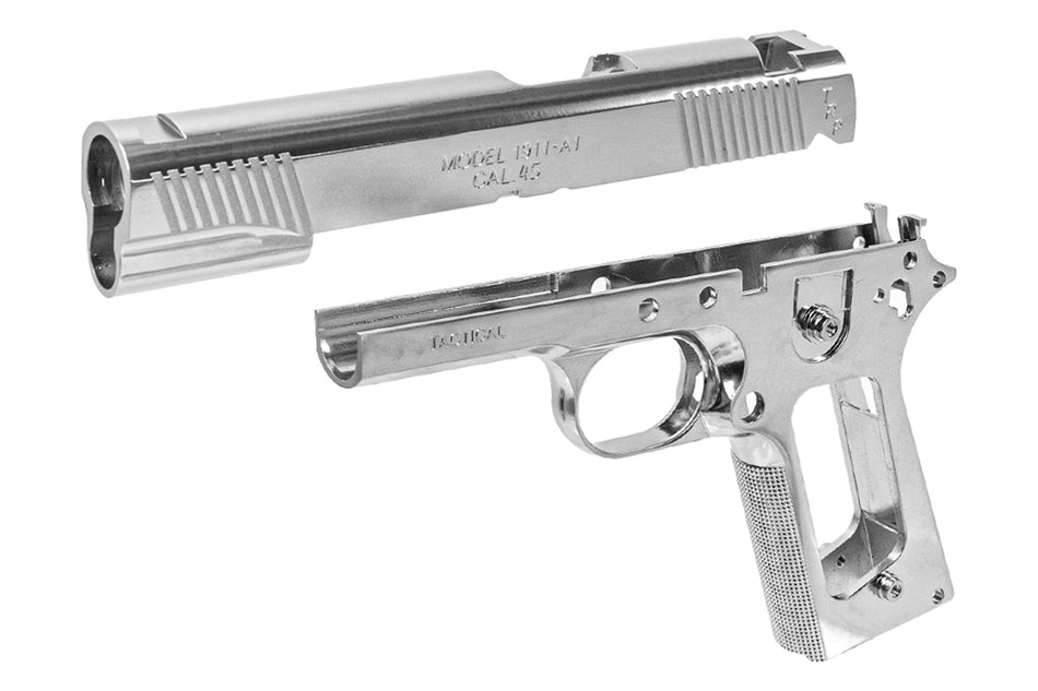 Guarder Aluminum Chrome Slide & Frame Set For Marui TM MEU 1911 GBBP Series ( Electroplating Silver )