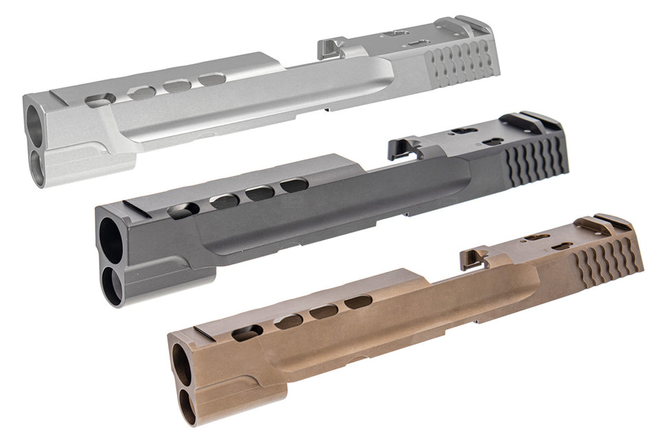 Guarder CNC Aluminum PC Style Slide Set for Tokyo Marui M&P9L GBB Pistol Airsoft ( Black / FDE / Silver )-Silver