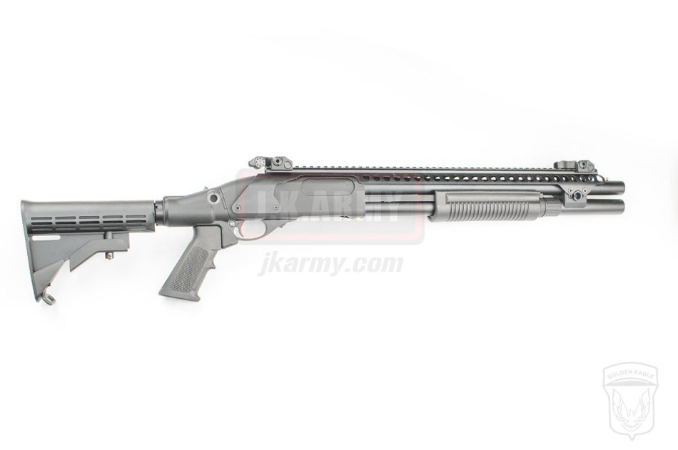 Golden Eagle M870 AR Tactical Tri-Shot Gas Pump Action Shotgun ( Black )