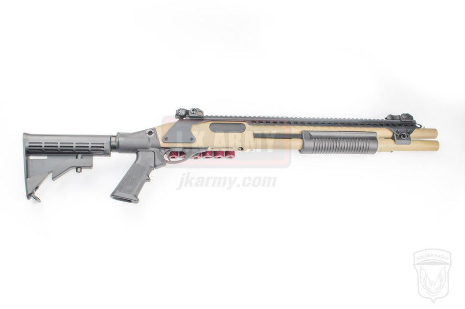 Golden Eagle M870 AR Tactical Tri-Shot Gas Pump Action Shotgun ( Tan )