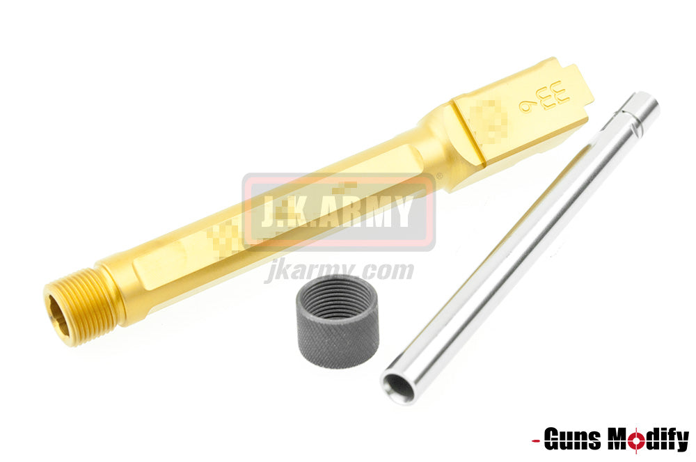Guns Modify S Style KM Model 17 Stainless Steel 14mm CW Thread Barrel - Fluted for Marui Model 17 ( Gold )