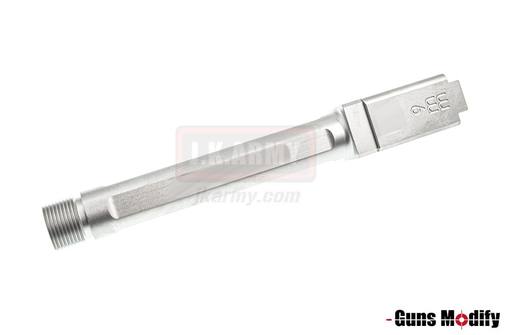 Guns Modify S Style KM Model 17 Stainless Steel 14mm CCW Thread Barrel - Fluted for Marui Model 17 ( Silver)