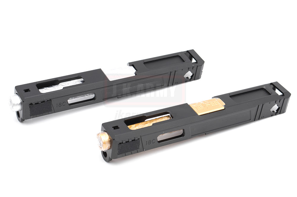 Guns Modify Aluminum CNC Slide with KK Style 4 Fluted Barrel Set for TM G18C GBB Pistol Series ( Gold / Silver )-Silver