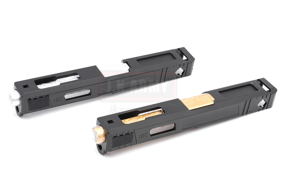 Guns Modify Aluminum CNC Slide with KK Style 4 Fluted Barrel Set for TM G18C GBB Pistol Series ( Gold / Silver )-Silver