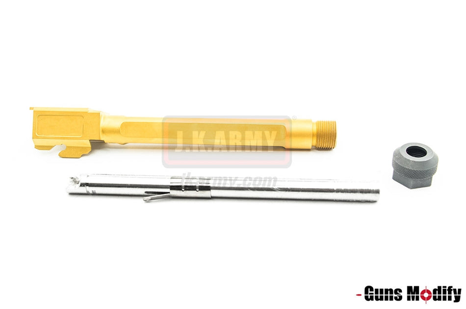 Guns Modify SA Style KKM G34 Stainless Threaded Outer Barrel Set For TM Model 3.4 (Fluted, Gold)