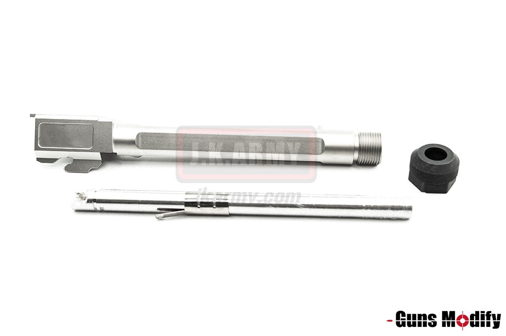 Guns Modify SA Style KKM G34 Stainless Threaded Outer Barrel Set For TM Model 3.4 ( Fluted, Silver )
