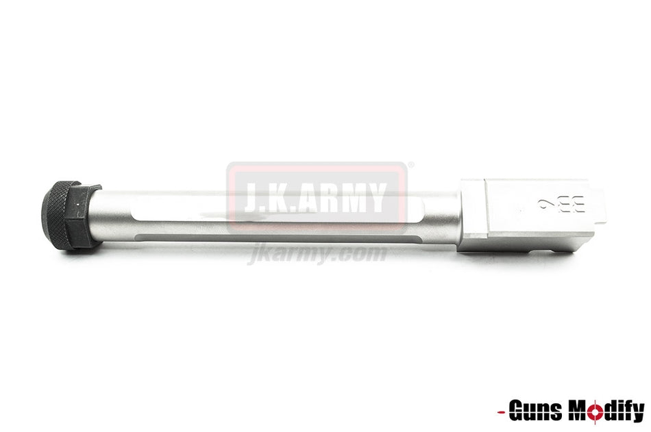 Guns Modify SA Style KKM G34 Stainless Threaded Outer Barrel Set For TM Model 3.4 ( Fluted, Silver )