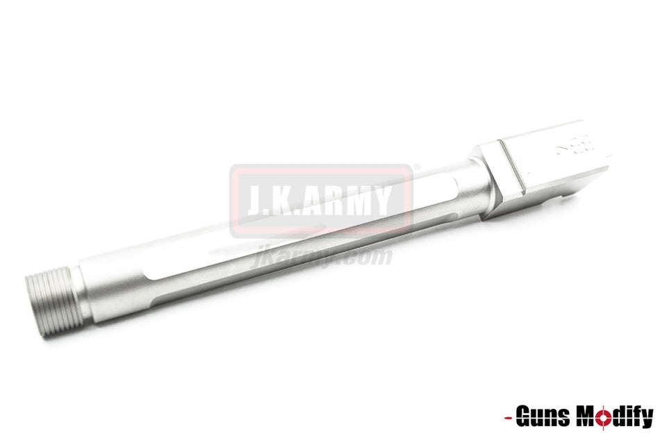 Guns Modify SA Style KKM G34 Stainless Threaded Outer Barrel Set For TM Model 3.4 ( Fluted, Silver )