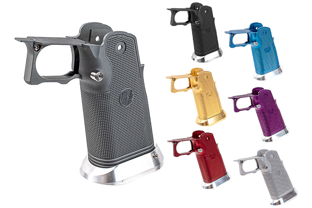 Gunsmith Bros CNC Aluminum Limcat Checker Style Grip For Marui TM Hi-Capa GBBP Series-Silver