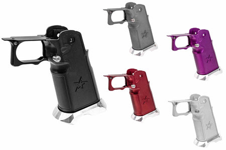 Gunsmith Bros CNC Aluminum ST* Star Style Sand Paper Grip For Marui TM Hi-Capa GBBP Series-Silver