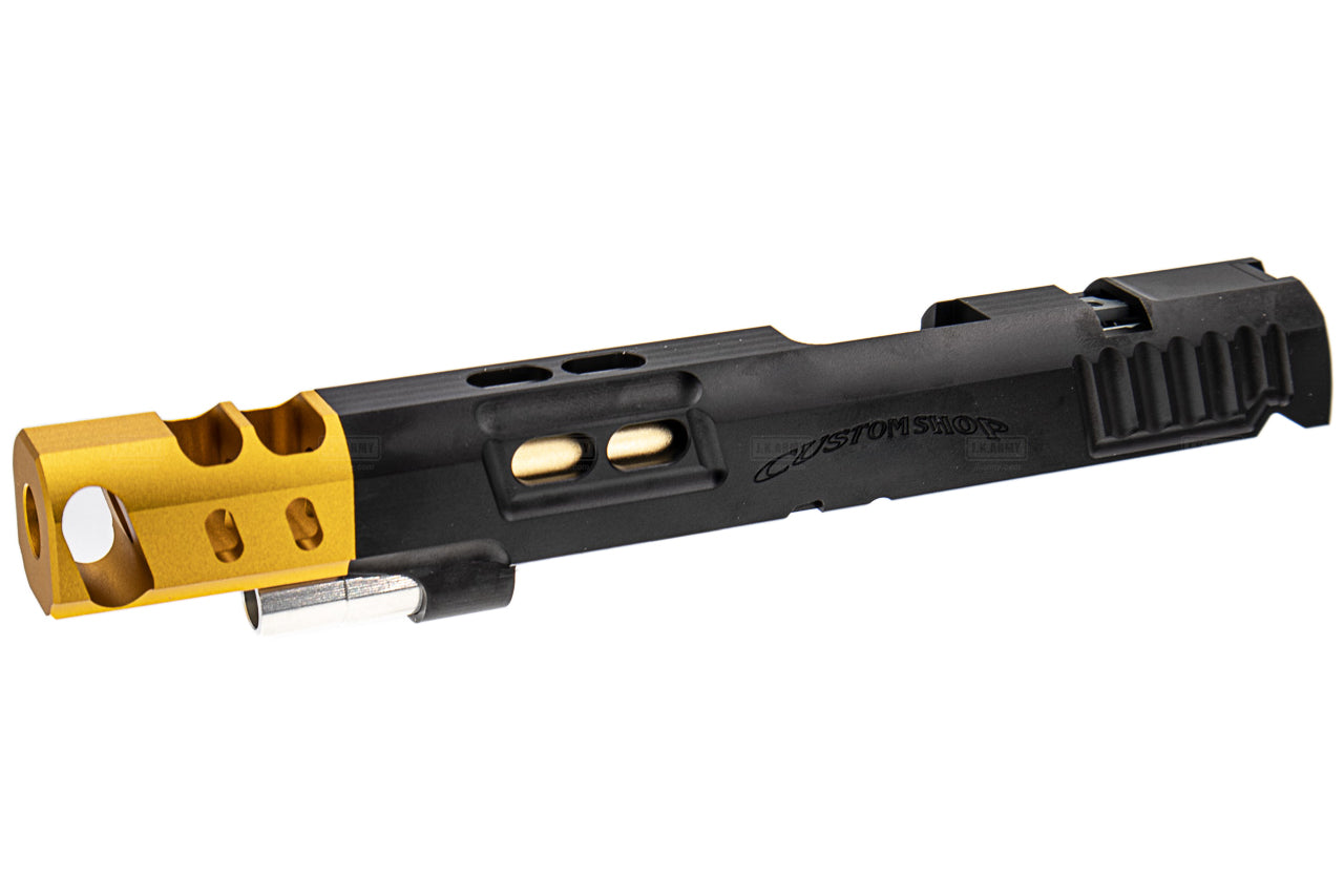Gunsmith Bros S Style DVC Steel Open Slide for TM Hi-Capa ( Black Slide Gold Comp )