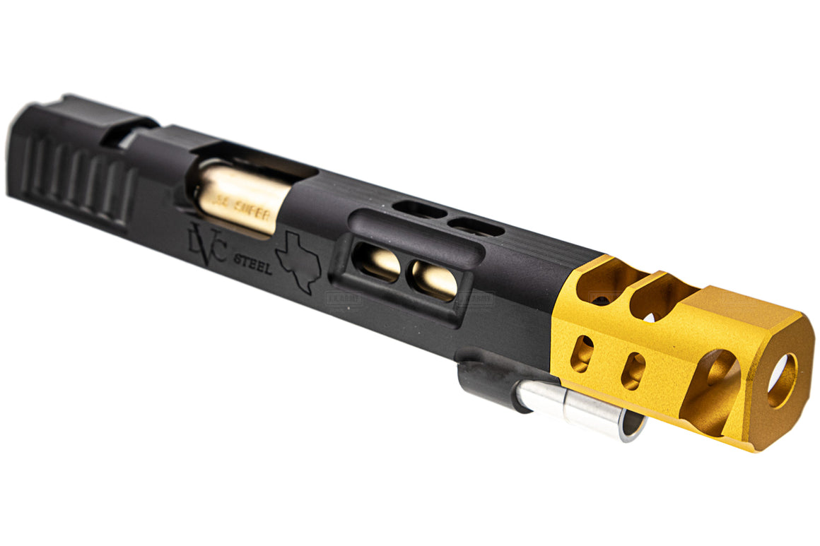 Gunsmith Bros S Style DVC Steel Open Slide for TM Hi-Capa ( Black Slide Gold Comp )