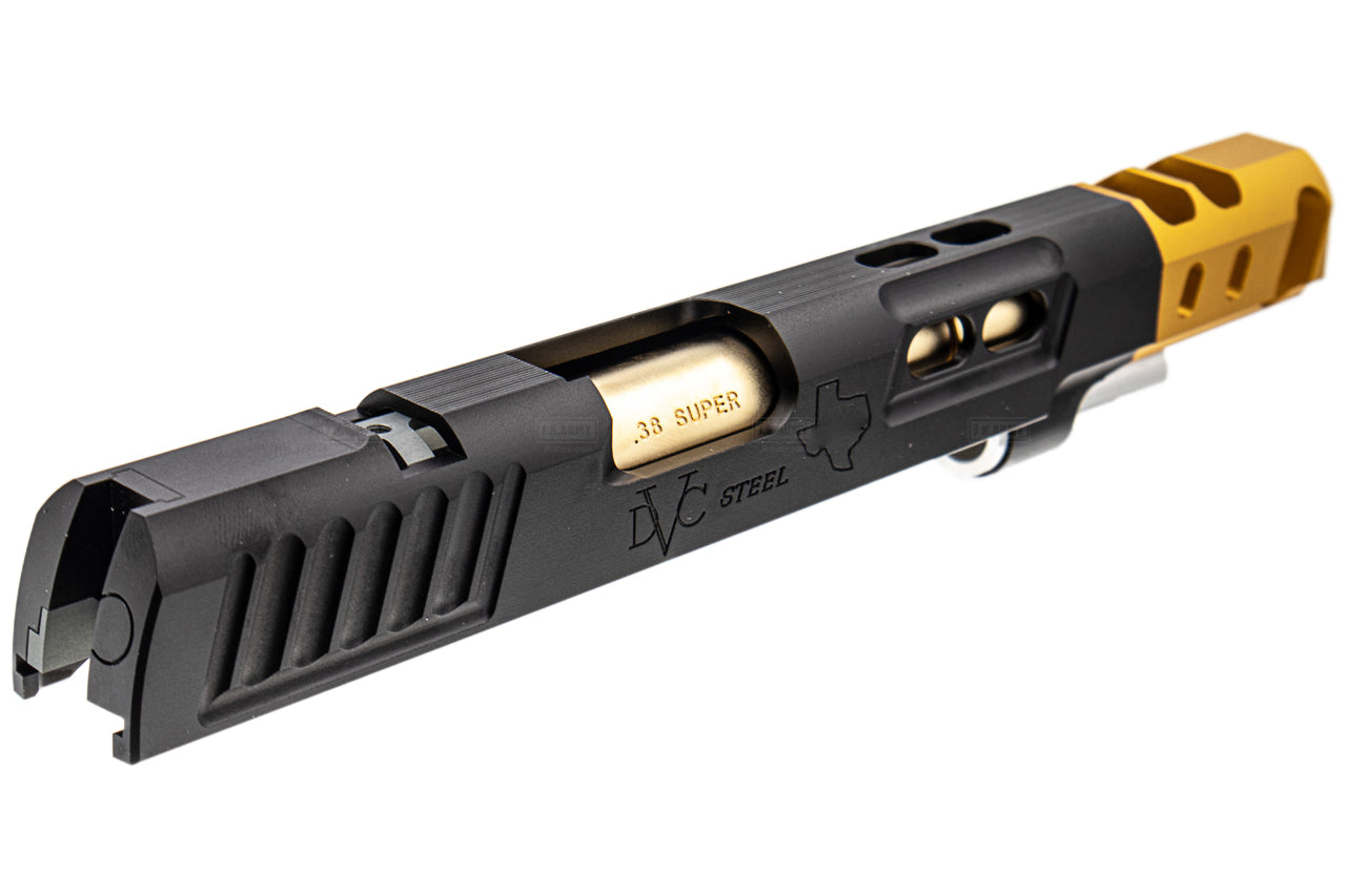 Gunsmith Bros S Style DVC Steel Open Slide for TM Hi-Capa ( Black Slide Gold Comp )
