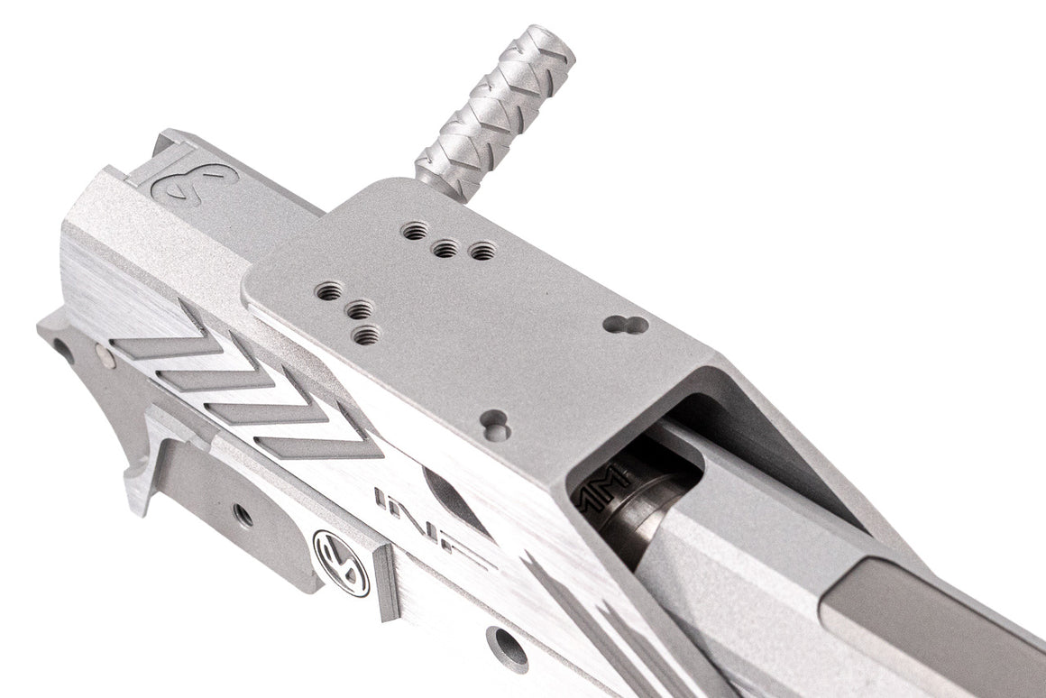 Gunsmith Bros INF Style IMM Spider 7" Slide & Frame Set For Marui TM Hi-Capa GBBP Series ( Deluxe Version ) -Silver Slide X Red Mount