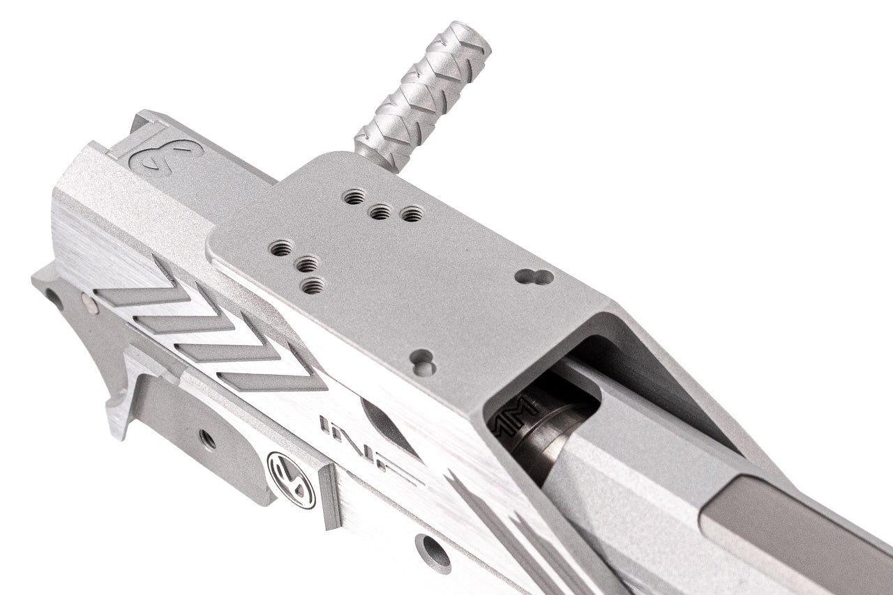 Gunsmith Bros INF Style IMM Spider 7" Slide & Frame Set For Marui TM Hi-Capa GBBP Series ( Deluxe Version ) -Silver Slide X Red Mount