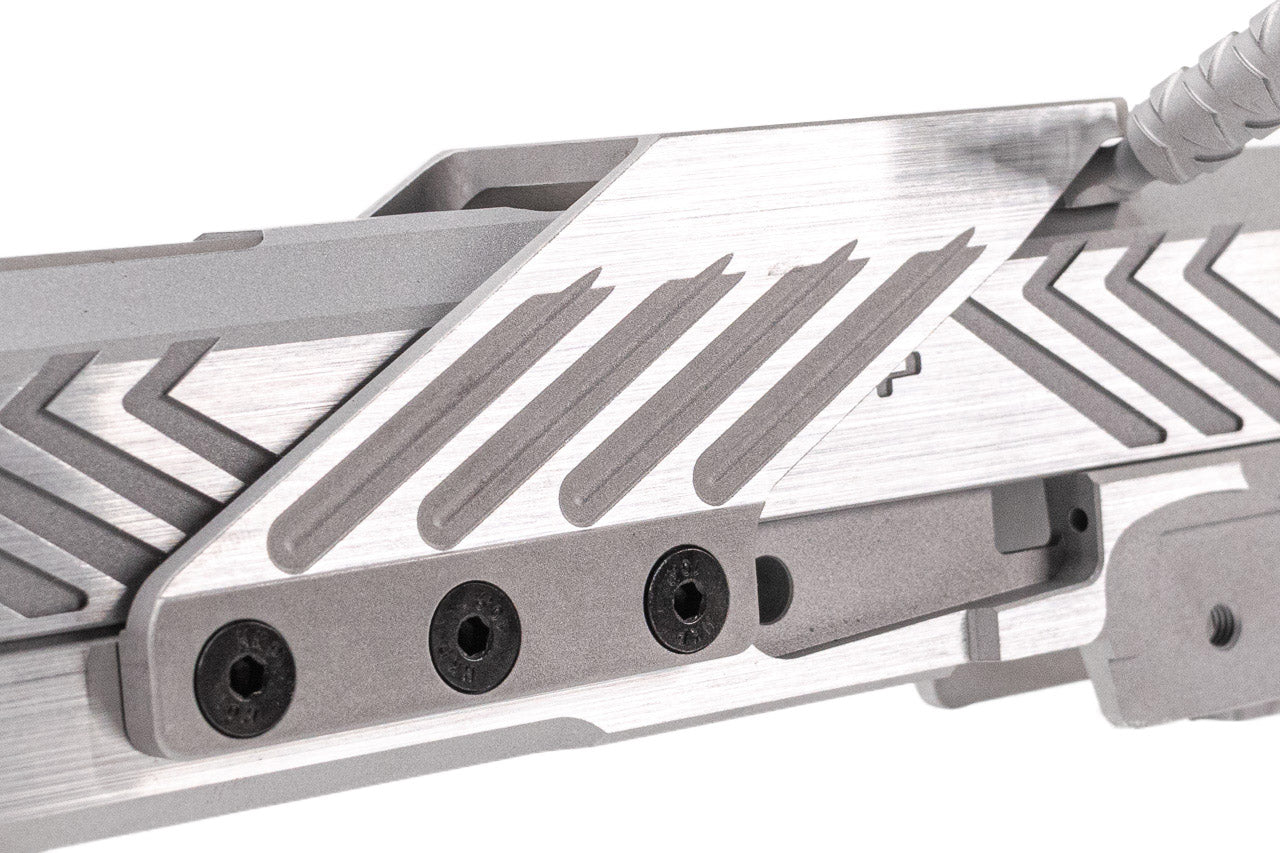 Gunsmith Bros INF Style IMM Spider 7" Slide & Frame Set For Marui TM Hi-Capa GBBP Series ( Deluxe Version ) -Silver Slide X Red Mount