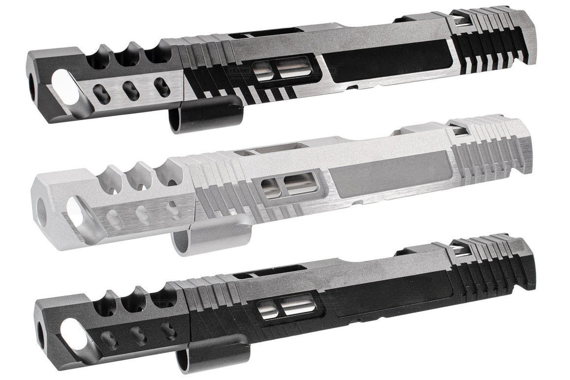Gunsmith Bros CNC Aluminum TT Style Open Slide Kit Set For Tokyo Marui TM Hi-Capa Series-Silver