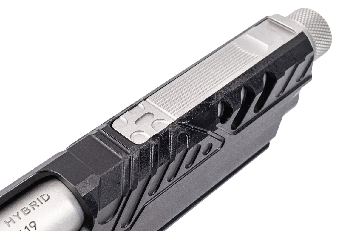 Gunsmith Bros EB Style Tracker Standard Slide Set With Threaded Barrel For Marui TM Hi-Capa GBBP Series -Silver