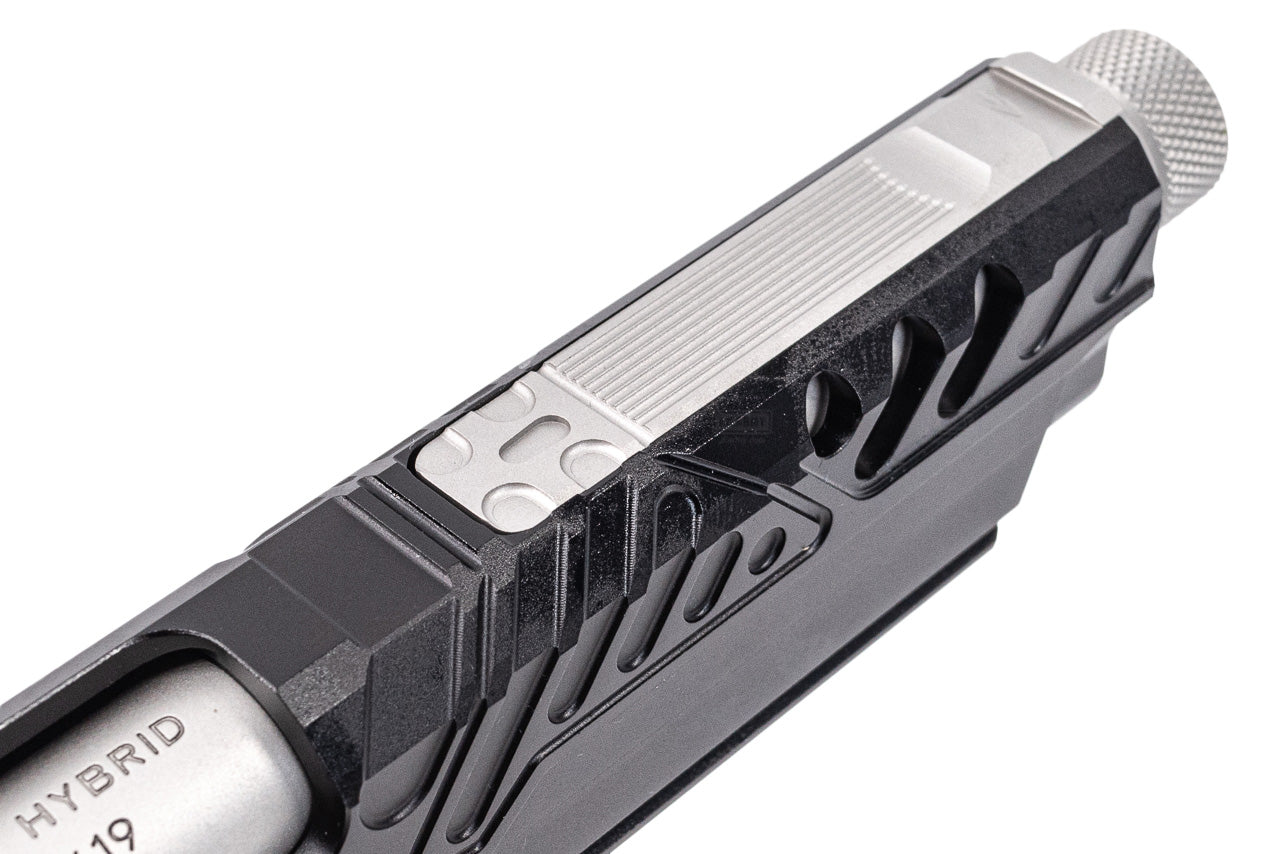 Gunsmith Bros EB Style Tracker Standard Slide Set With Threaded Barrel For Marui TM Hi-Capa GBBP Series -Silver