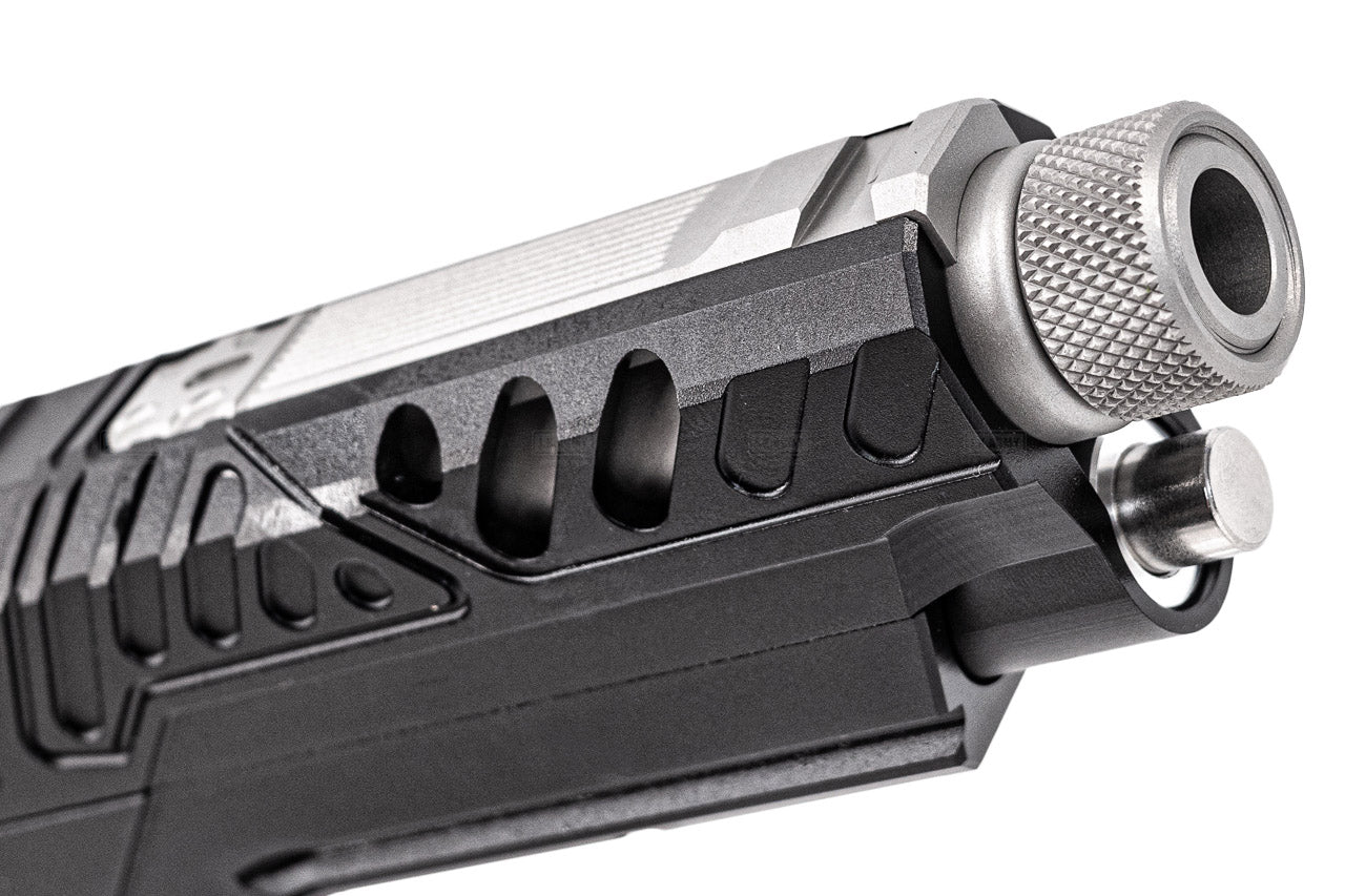 Gunsmith Bros EB Style Tracker Standard Slide Set With Threaded Barrel For Marui TM Hi-Capa GBBP Series -Silver