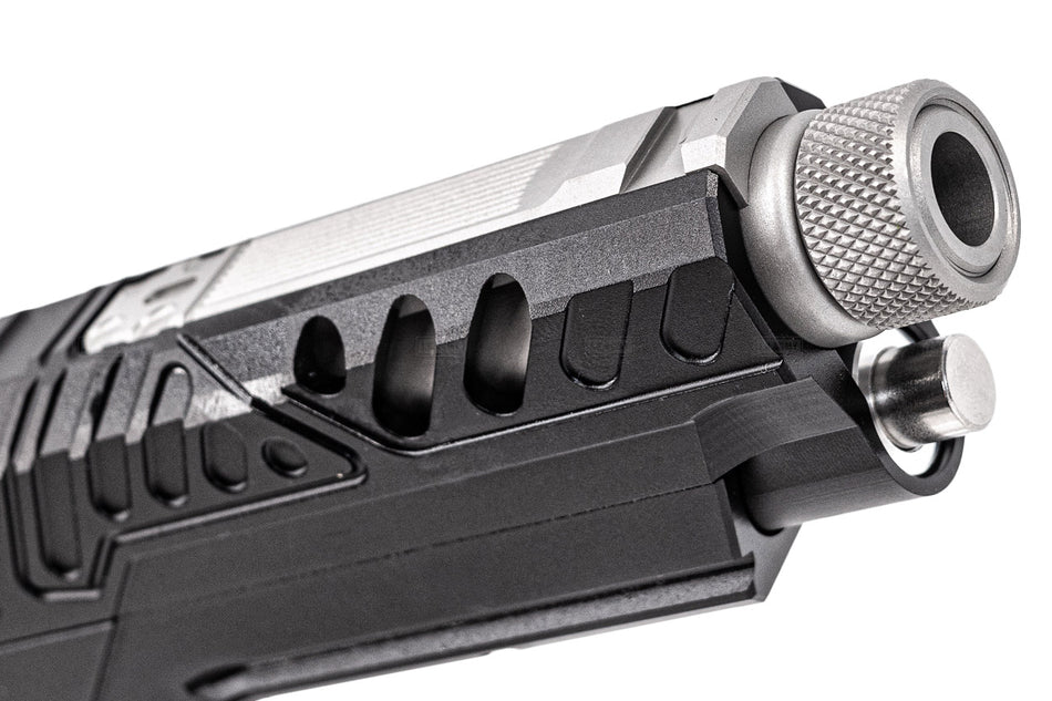 Gunsmith Bros EB Style Tracker Standard Slide Set With Threaded Barrel For Marui TM Hi-Capa GBBP Series -Silver