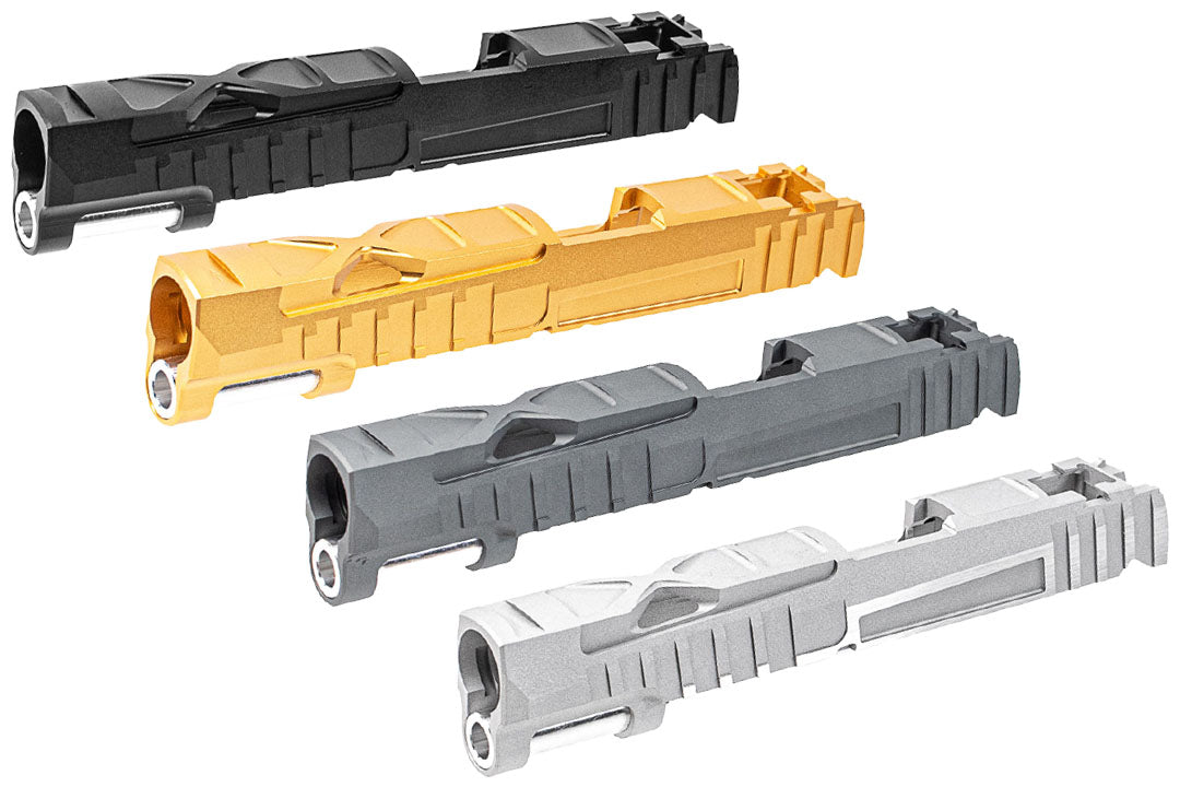 Gunsmith Bros CNC Aluminum X Style Single Slide For Marui TM Hi-Capa Series-Silver