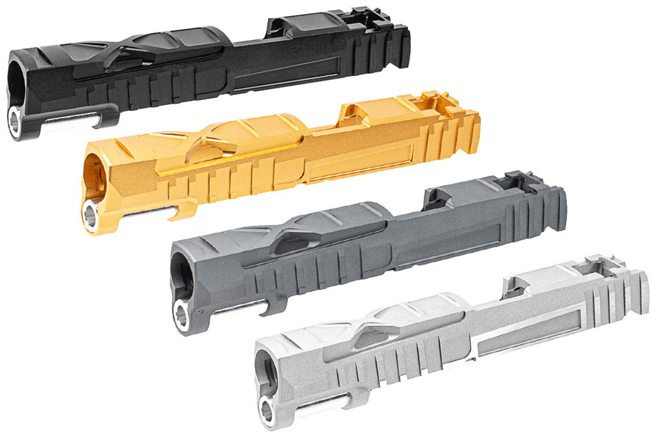 Gunsmith Bros CNC Aluminum X Style Single Slide For Marui TM Hi-Capa Series-Silver