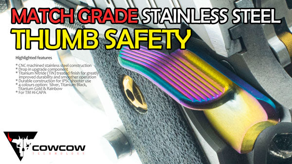 COW Match Grade Stainless Steel Thumb Safety For Marui TM Hi-Capa GBBP-Rainbow