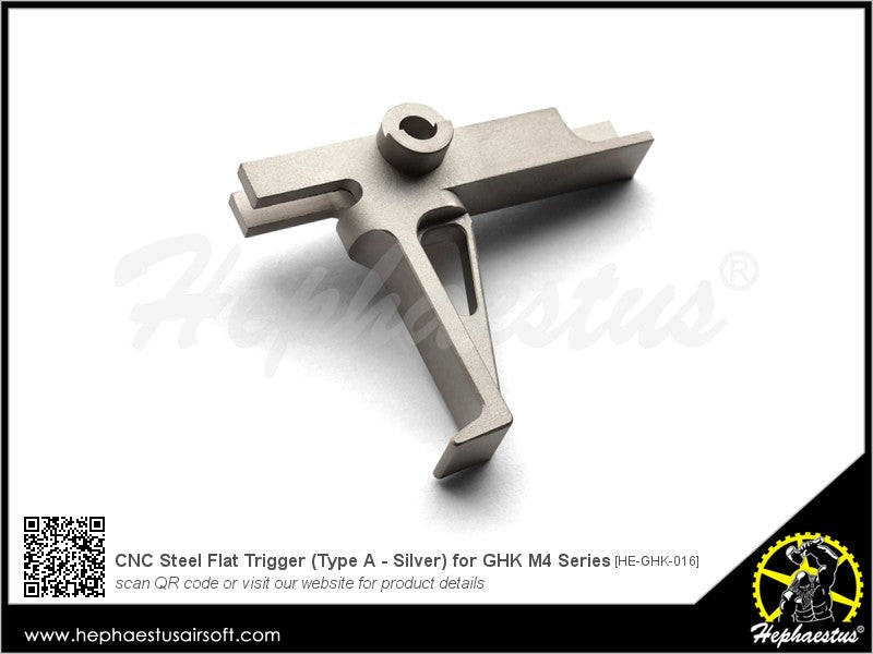 CNC Steel Flat Trigger ( Type A - Black / Silver ) for GHK M4 GBB Rifle Series-Silver